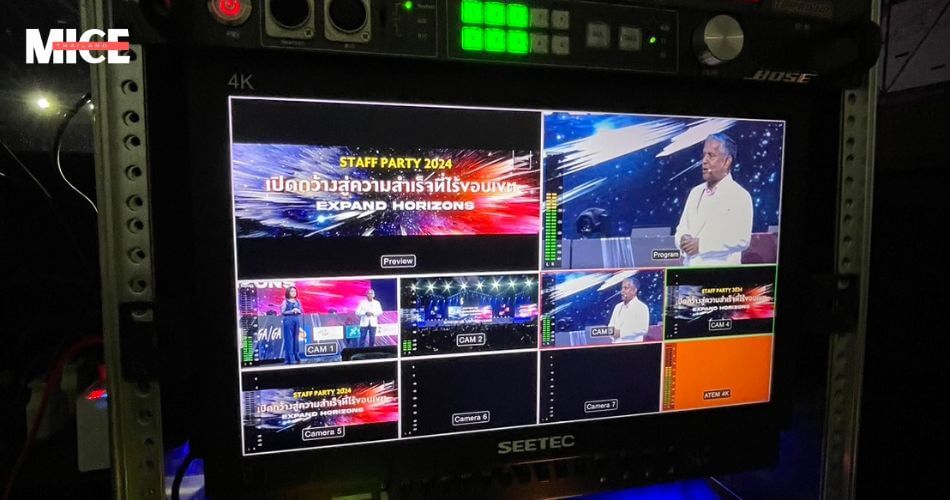 AV equipment setup for a product launch in Bangkok, featuring high-quality video switcher system