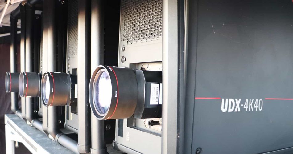 Advanced 4k projector rental equipment set up for a wedding event in Bangkok, Thailand, emphasizing reliable rental services for clear visuals