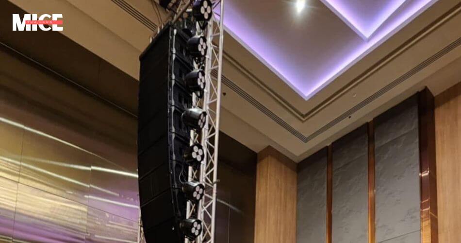Audio equipment and sound system installed for an outdoor event in Bangkok, Thailand, available for rental