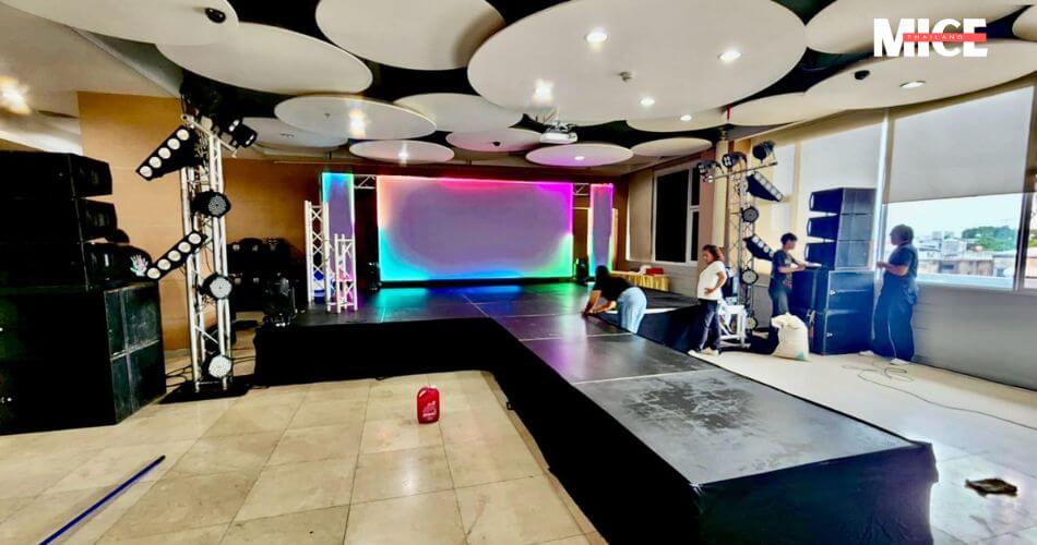 Complete sound system rental setup for a live concert in Bangkok, Thailand, offering clear and powerful audio