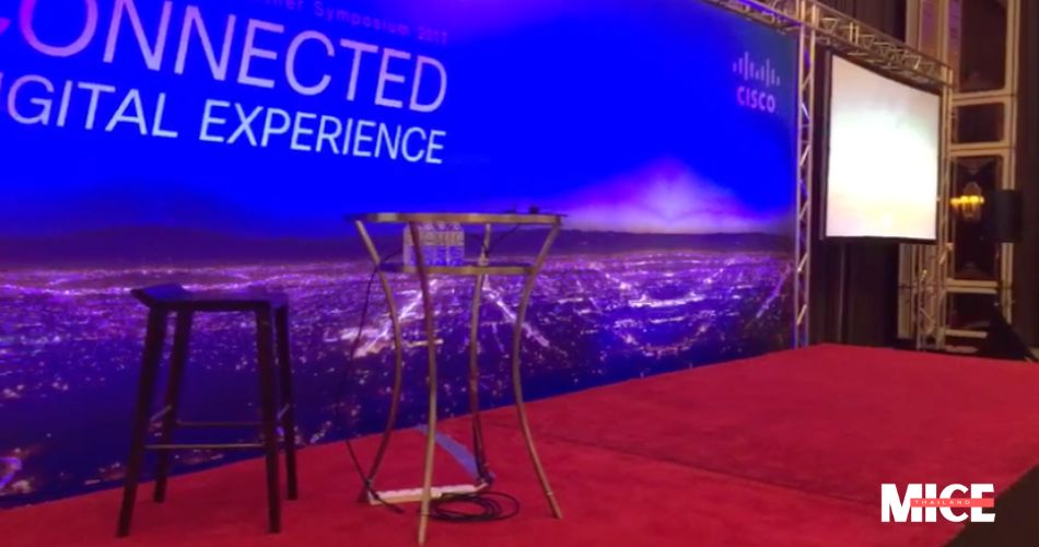 Event setup with a rental projector in Phuket, Thailand, ideal for large-scale presentations and meetings cisco event