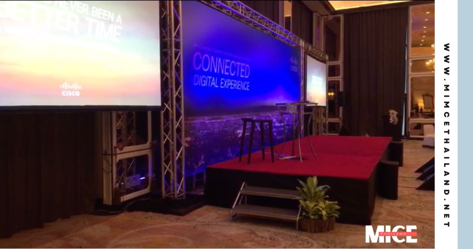 High-quality projector rental set up for a corporate presentation in Bangkok, Thailand, available for rental services