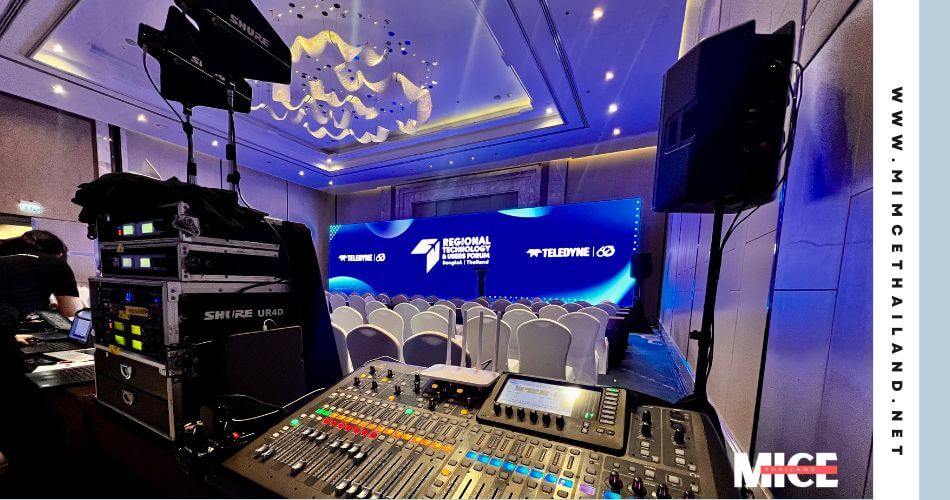 Wireless microphones rental and audio setup for a live performance event in Bangkok, Thailand, part of comprehensive AV rental services